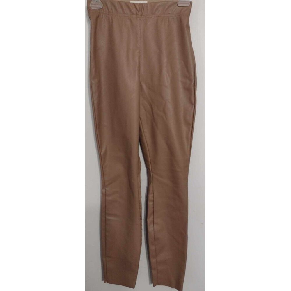 H&M Tan Faux Leather Leggings Sz 2/28